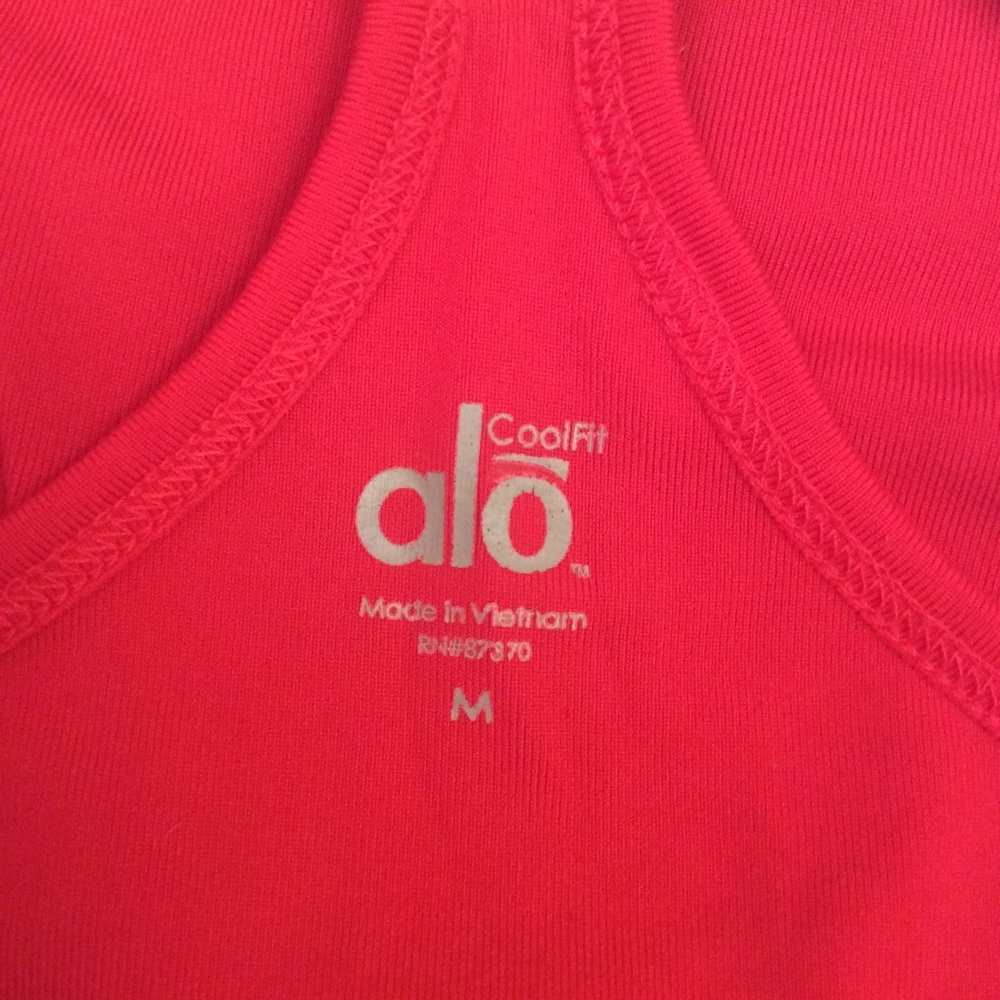 Alo Yoga “Poses” Print Red Racerback Tank Top RARE - Picture 6 of 8